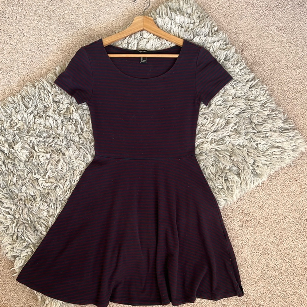 Maroon and Navy Skater Dress